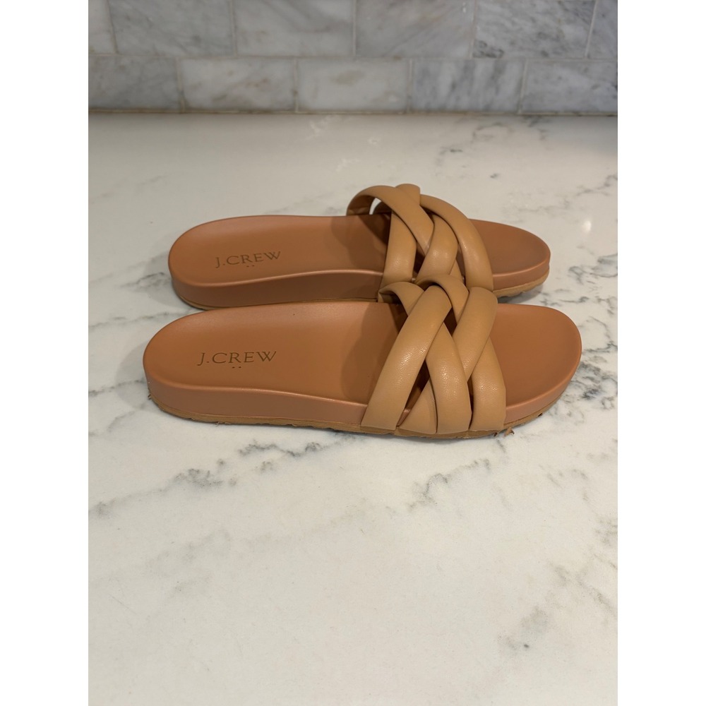 J.Crew Womens Braided Slide Sandals Tan Brown Flats BQ439 Size 6